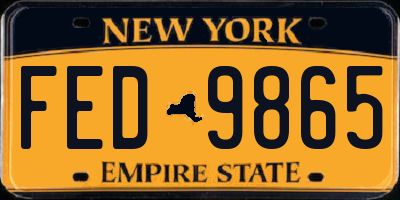 NY license plate FED9865