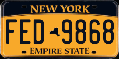 NY license plate FED9868