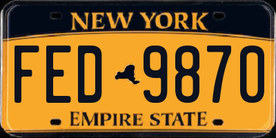 NY license plate FED9870