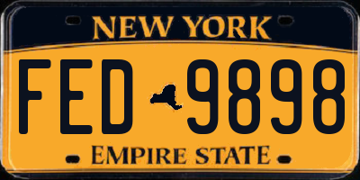 NY license plate FED9898