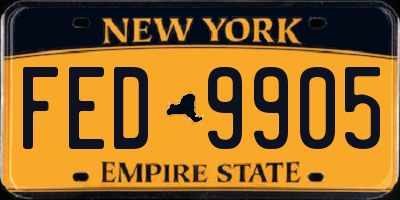 NY license plate FED9905