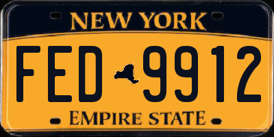 NY license plate FED9912