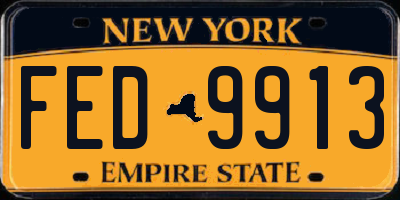 NY license plate FED9913