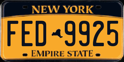 NY license plate FED9925