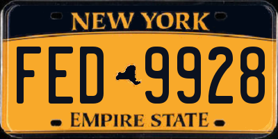 NY license plate FED9928