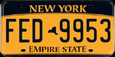 NY license plate FED9953