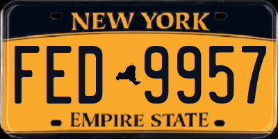NY license plate FED9957