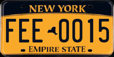 NY license plate FEE0015