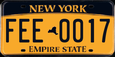 NY license plate FEE0017