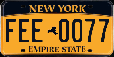 NY license plate FEE0077
