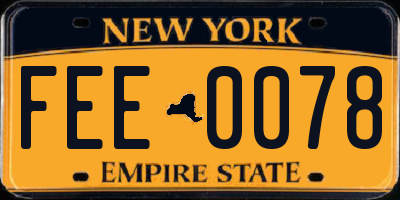 NY license plate FEE0078