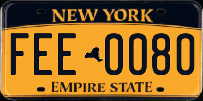 NY license plate FEE0080