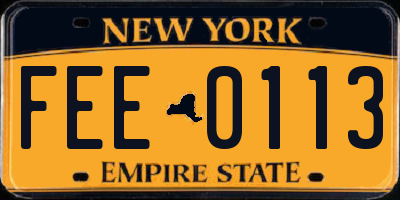 NY license plate FEE0113