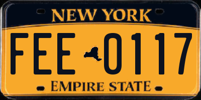 NY license plate FEE0117