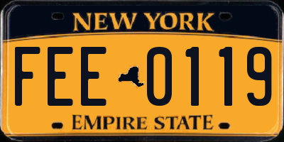 NY license plate FEE0119