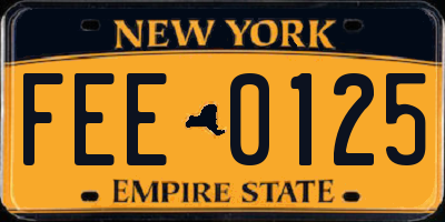 NY license plate FEE0125