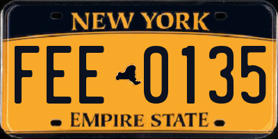 NY license plate FEE0135
