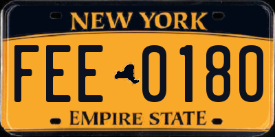 NY license plate FEE0180