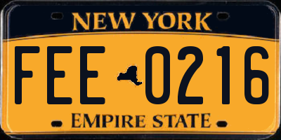 NY license plate FEE0216