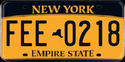 NY license plate FEE0218