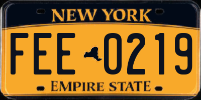 NY license plate FEE0219