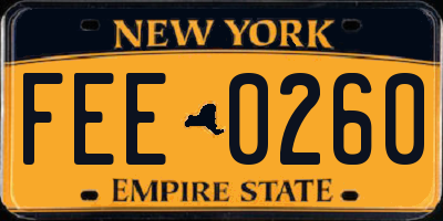 NY license plate FEE0260