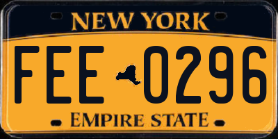 NY license plate FEE0296