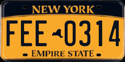 NY license plate FEE0314
