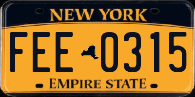 NY license plate FEE0315
