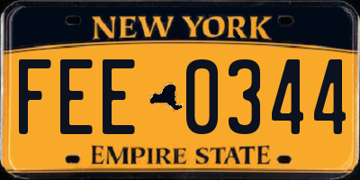 NY license plate FEE0344