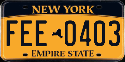 NY license plate FEE0403