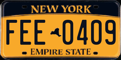 NY license plate FEE0409