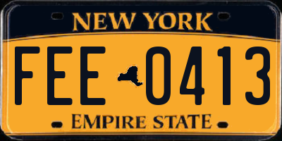 NY license plate FEE0413