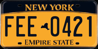 NY license plate FEE0421