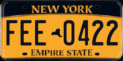 NY license plate FEE0422
