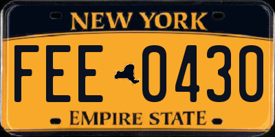 NY license plate FEE0430