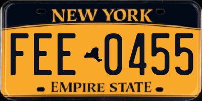 NY license plate FEE0455