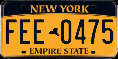 NY license plate FEE0475