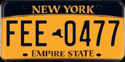 NY license plate FEE0477