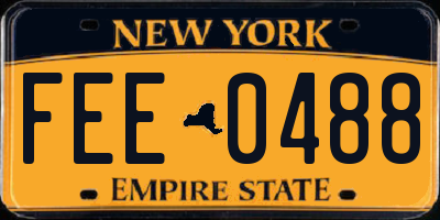 NY license plate FEE0488