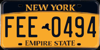 NY license plate FEE0494