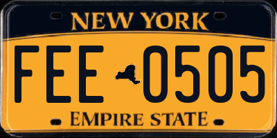 NY license plate FEE0505