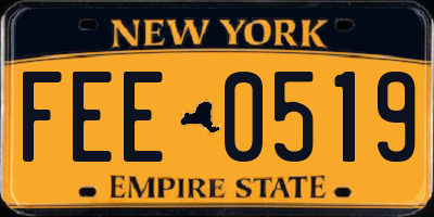 NY license plate FEE0519
