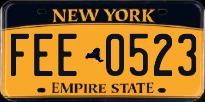 NY license plate FEE0523