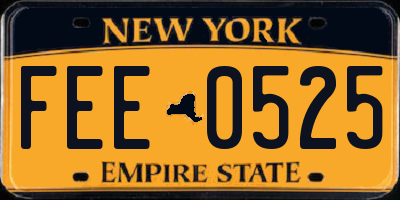 NY license plate FEE0525
