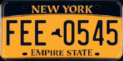 NY license plate FEE0545