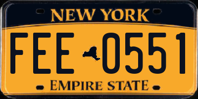 NY license plate FEE0551