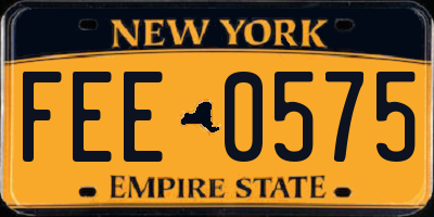NY license plate FEE0575