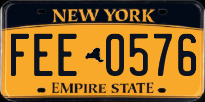NY license plate FEE0576