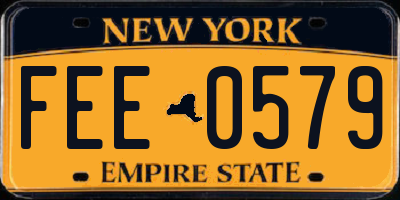 NY license plate FEE0579